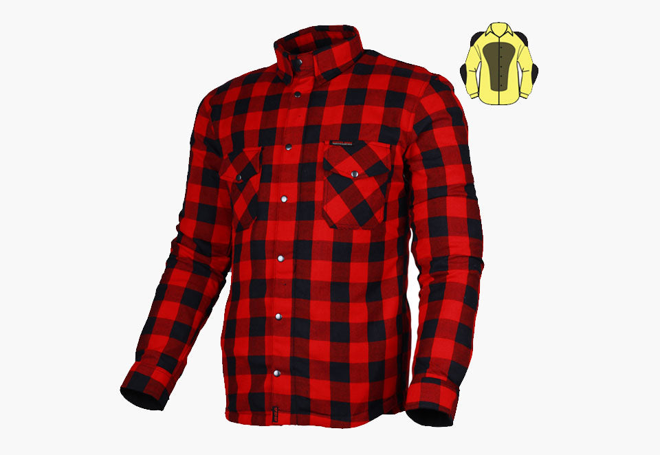 Bikers Gear Australia Exo Protective Motorcycle Flannel Shirts Red/Black - Premium Men Protective Shirts - Just £68.98! Shop now at Australian Bikers Gear