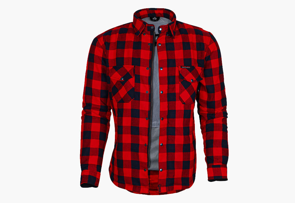 Bikers Gear Australia Exo Protective Motorcycle Flannel Shirts Red/Black - Premium Men Protective Shirts - Just £68.98! Shop now at Australian Bikers Gear