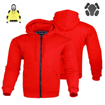 Alpha Protective  Motorcycle Hoodie Lined with Kevlar Red