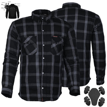 Magliette protettive da moto Bikers Gear Australia Exo in flanella grigio/nero