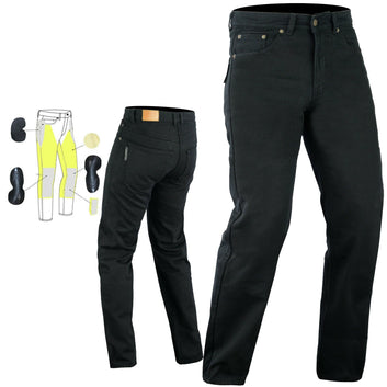 Forster Mens Motorcycle Classic Denim Lined with Kevlar Jeans Black