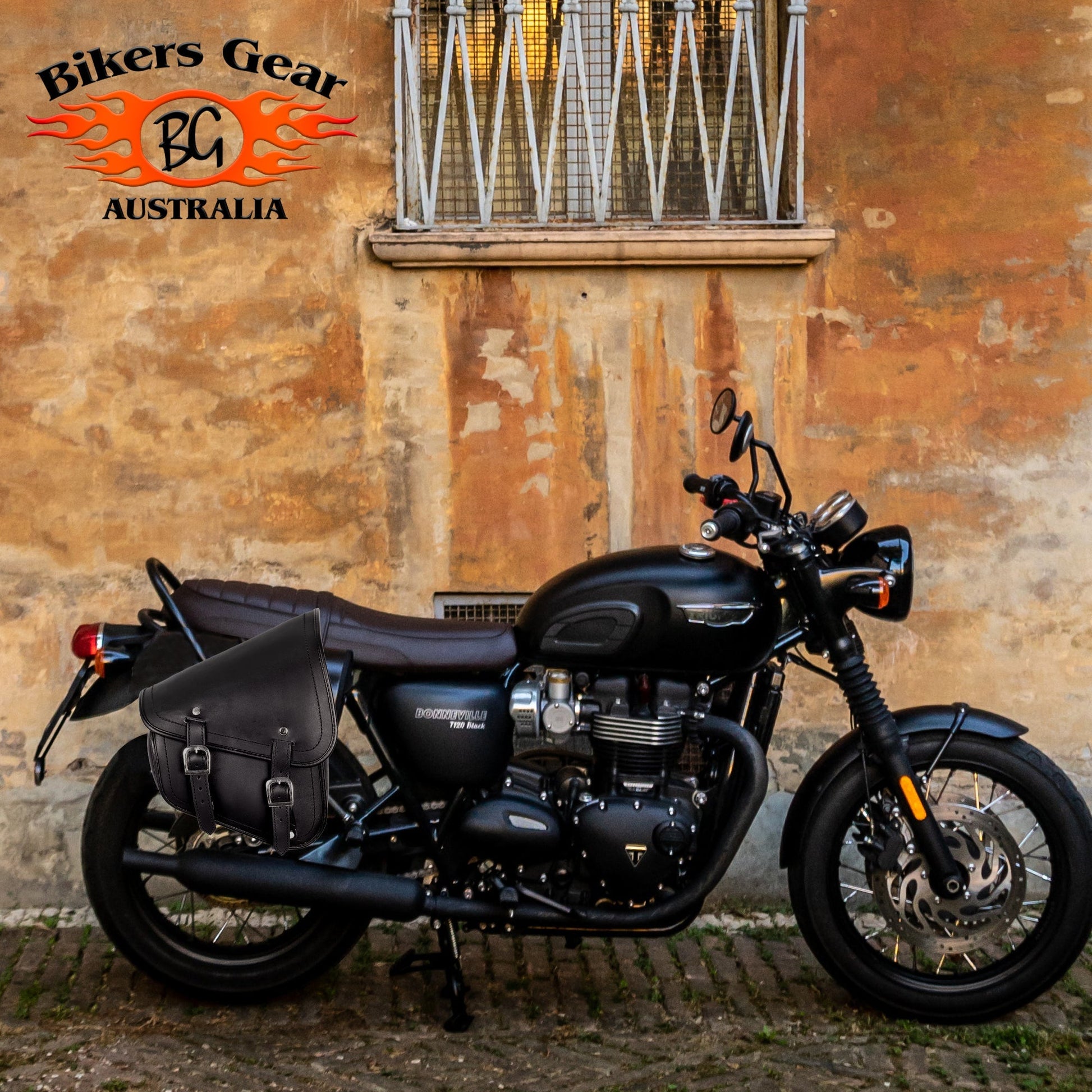 Bikers Gear Australia Motorbike Cruiser Harley Style Leather Swingarm Softail Solo Bag