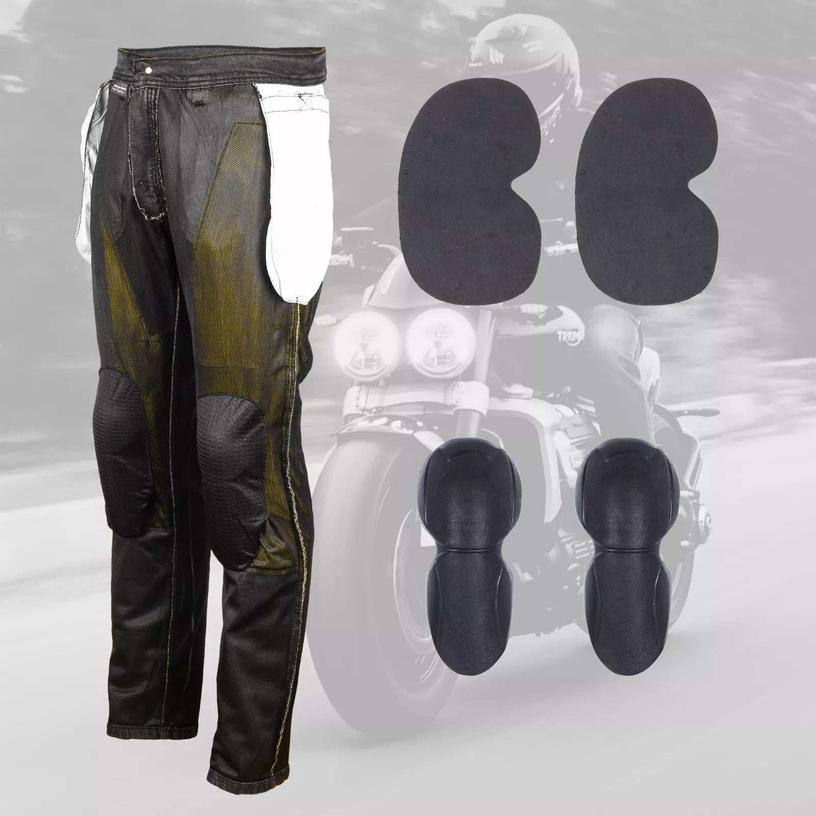 Mens Motorcycle Trousers Stretch Denim Kevlar Lined Jeans