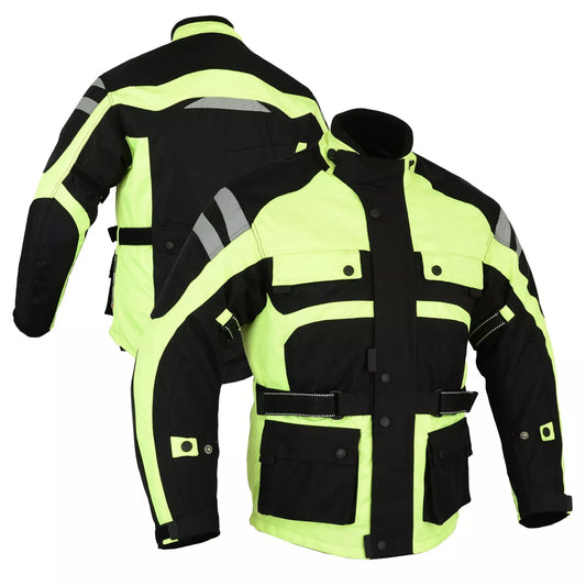 Motorcycle Velocity Waterproof Jacket Hiviz Textile & Cordura Jacket